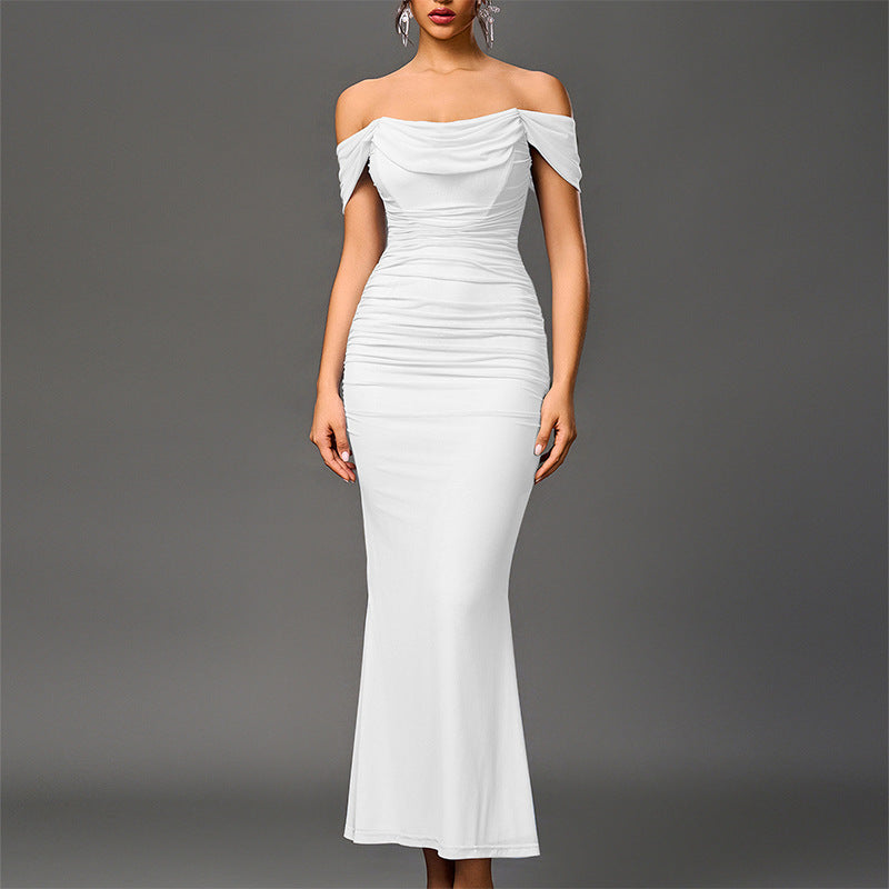 Women's Evening Dress Off-Shoulder Ruched Mermaid Maxi Elegant Special Occasion