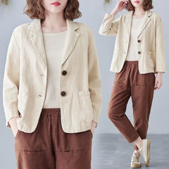 Women's Blazer Notch Lapel Design Patch Pockets Tailored Style Versatile Office Wear