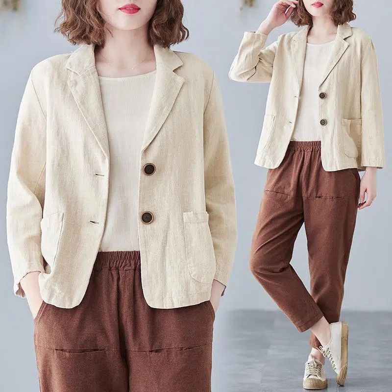 Women's Blazer Notch Lapel Design Patch Pockets Tailored Style Versatile Office Wear