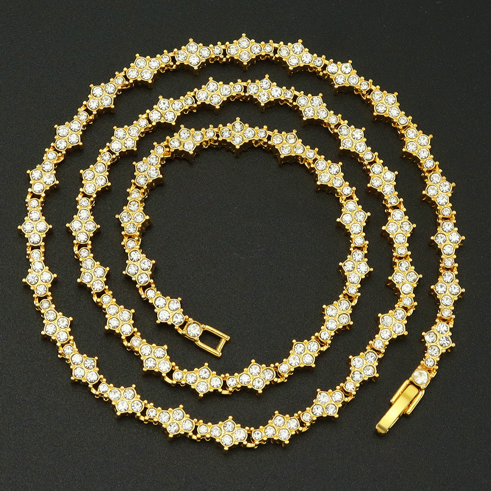 Women's Gold Cluster Tennis Necklace Statement Jewellery Jewelry Gift for Women Weddings Parties Prom and Everyday Wear