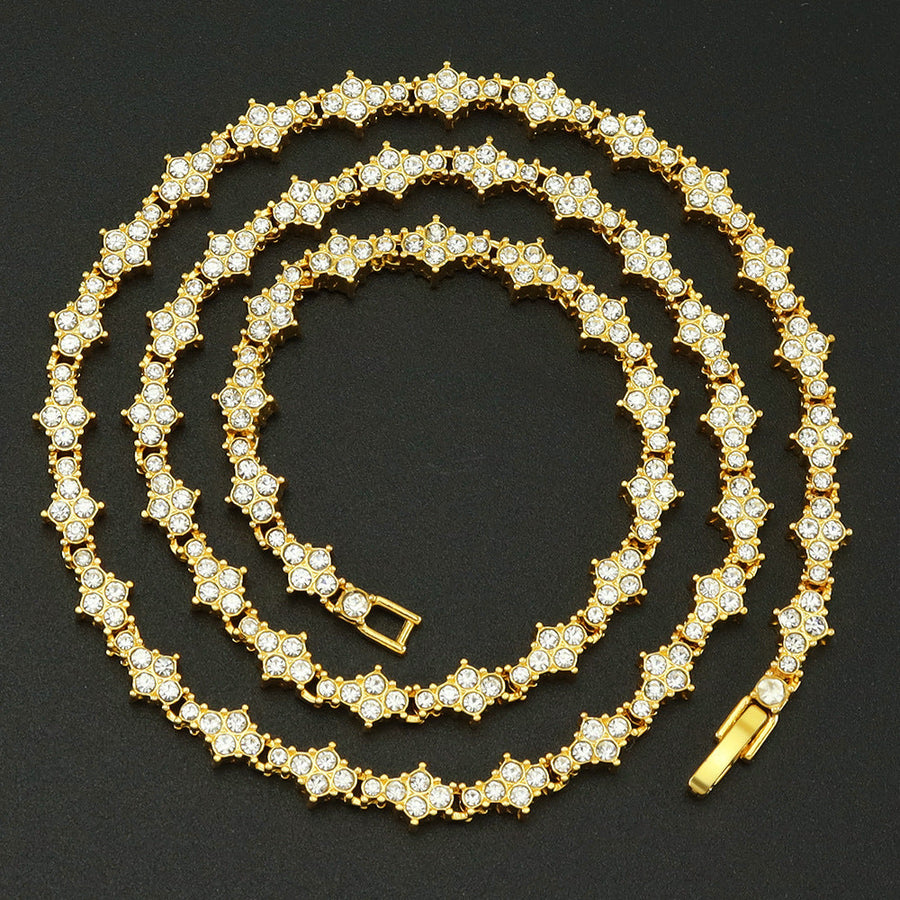 Women's Gold Cluster Tennis Necklace Statement Jewellery Jewelry Gift for Women Weddings Parties Prom and Everyday Wear