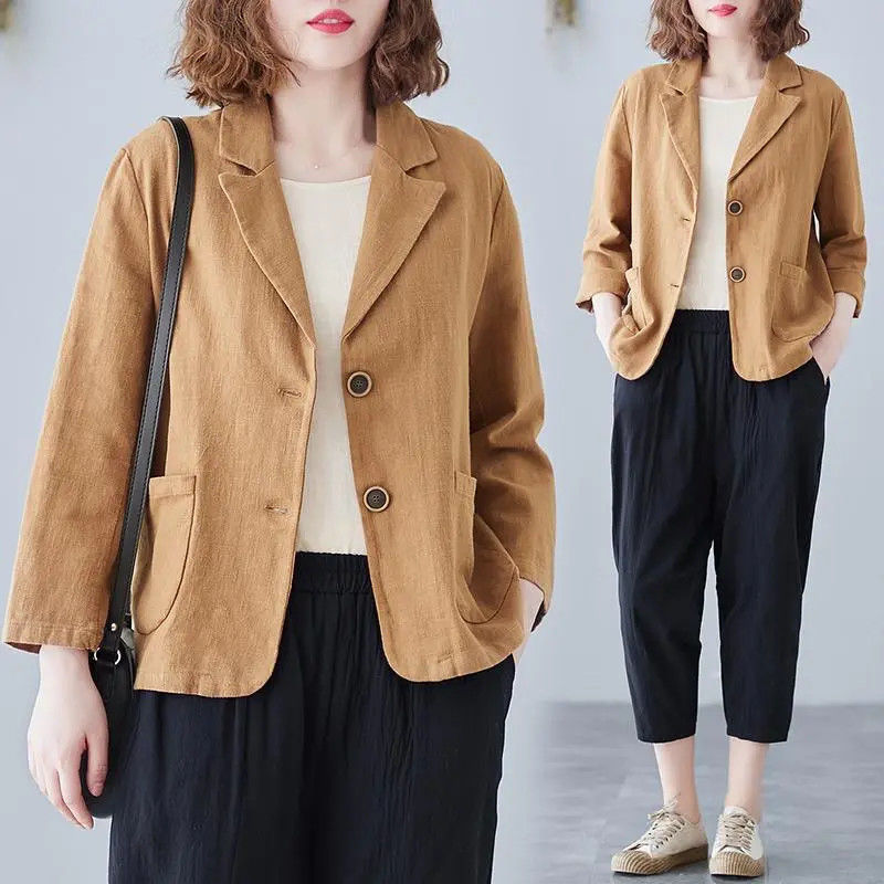 Women's Blazer Notch Lapel Design Patch Pockets Tailored Style Versatile Office Wear