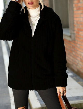 Women's Casual Teddy Fleece Jacket Relaxed Fit Long Sleeve Zip-Up Everyday Outerwear