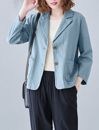 Women's Blazer Notch Lapel Design Patch Pockets Tailored Style Versatile Office Wear