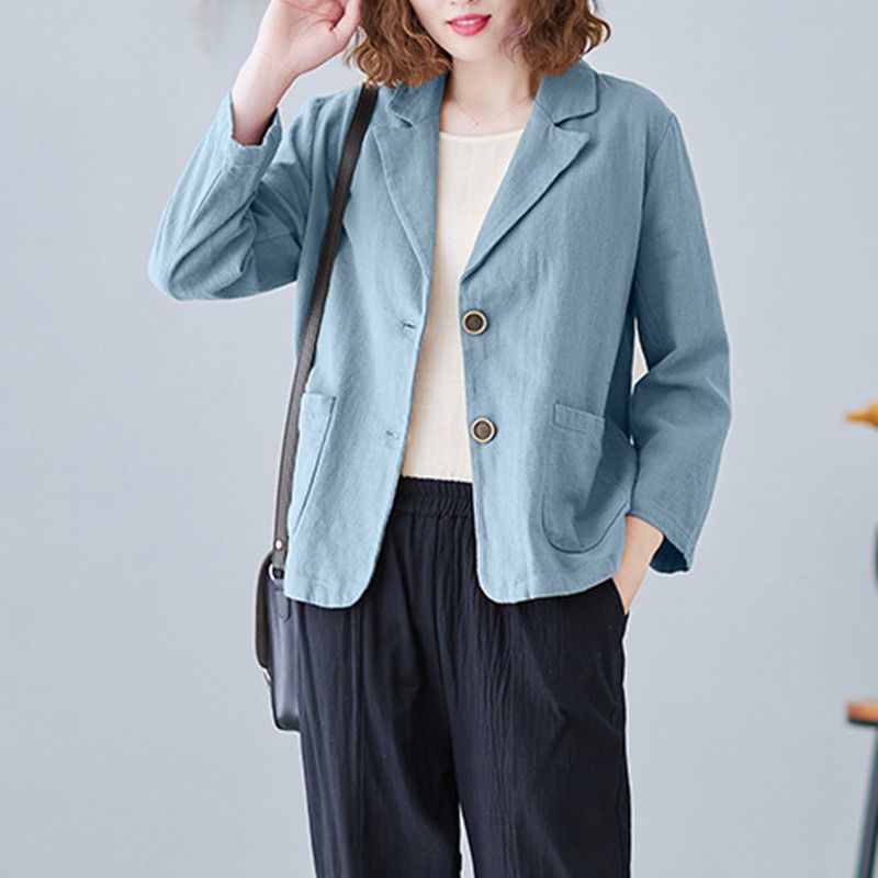 Women's Blazer Notch Lapel Design Patch Pockets Tailored Style Versatile Office Wear