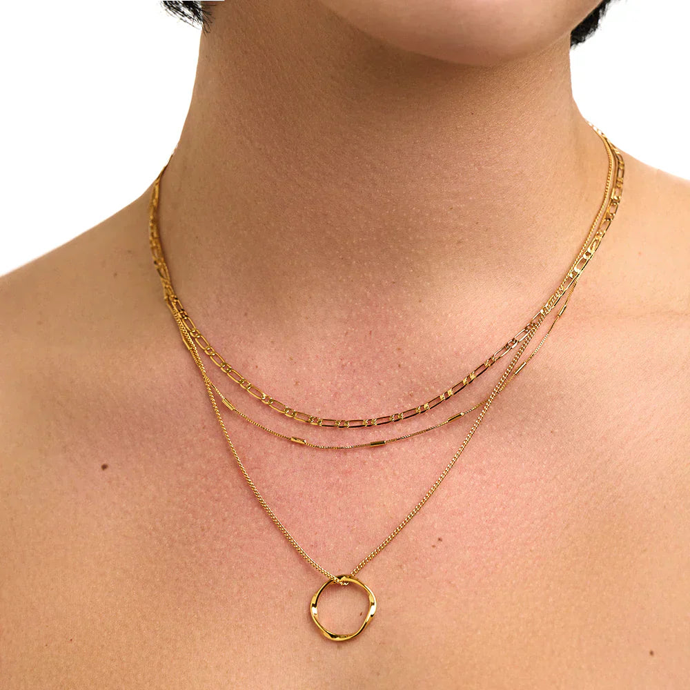 Women's Gold Three Row Necklace Statement Jewellery Jewelry Gift for Women Weddings Parties Prom and Everyday Wear