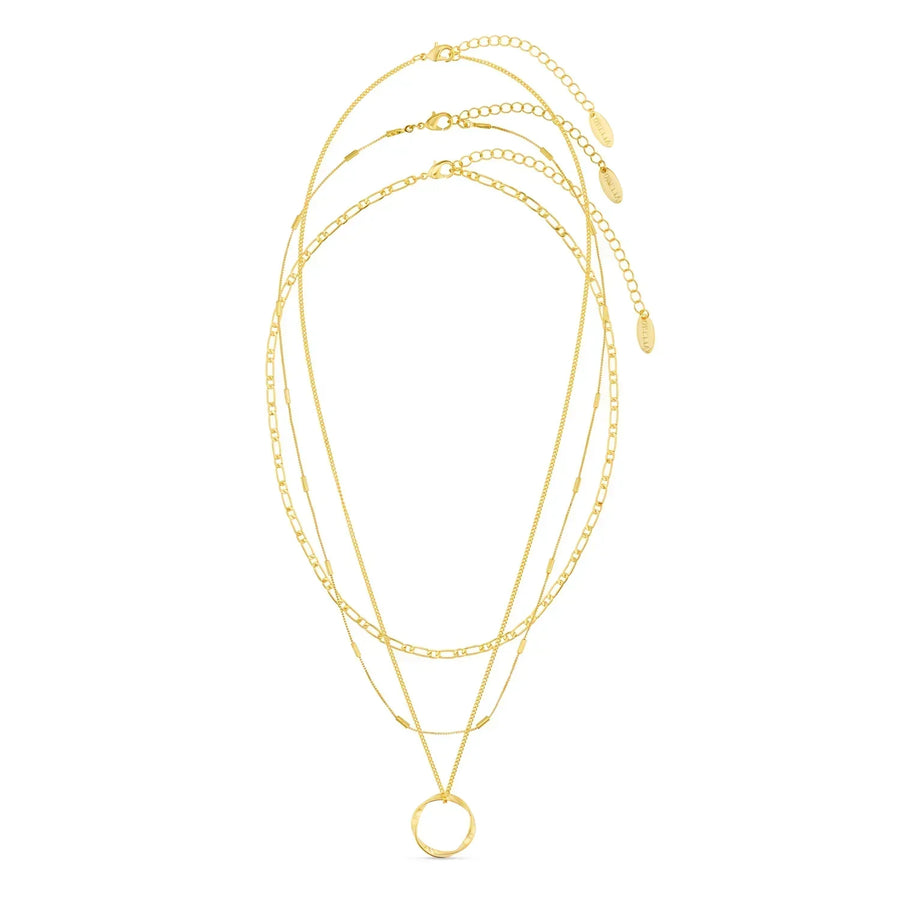 Women's Gold Three Row Necklace Statement Jewellery Jewelry Gift for Women Weddings Parties Prom and Everyday Wear