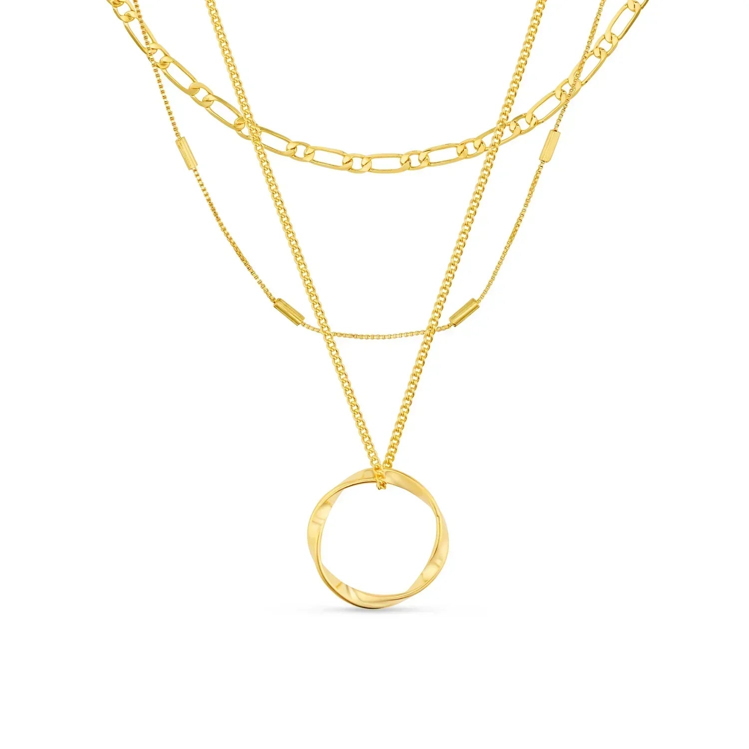 Women's Gold Three Row Necklace Statement Jewellery Jewelry Gift for Women Weddings Parties Prom and Everyday Wear