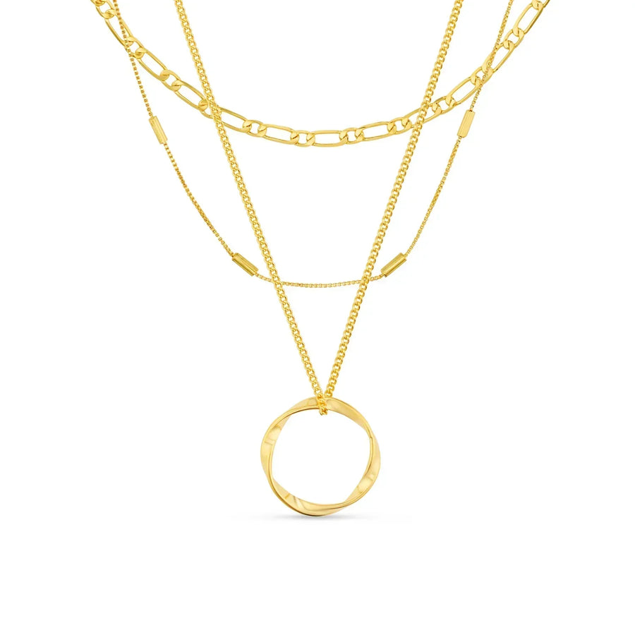 Women's Gold Three Row Necklace Statement Jewellery Jewelry Gift for Women Weddings Parties Prom and Everyday Wear