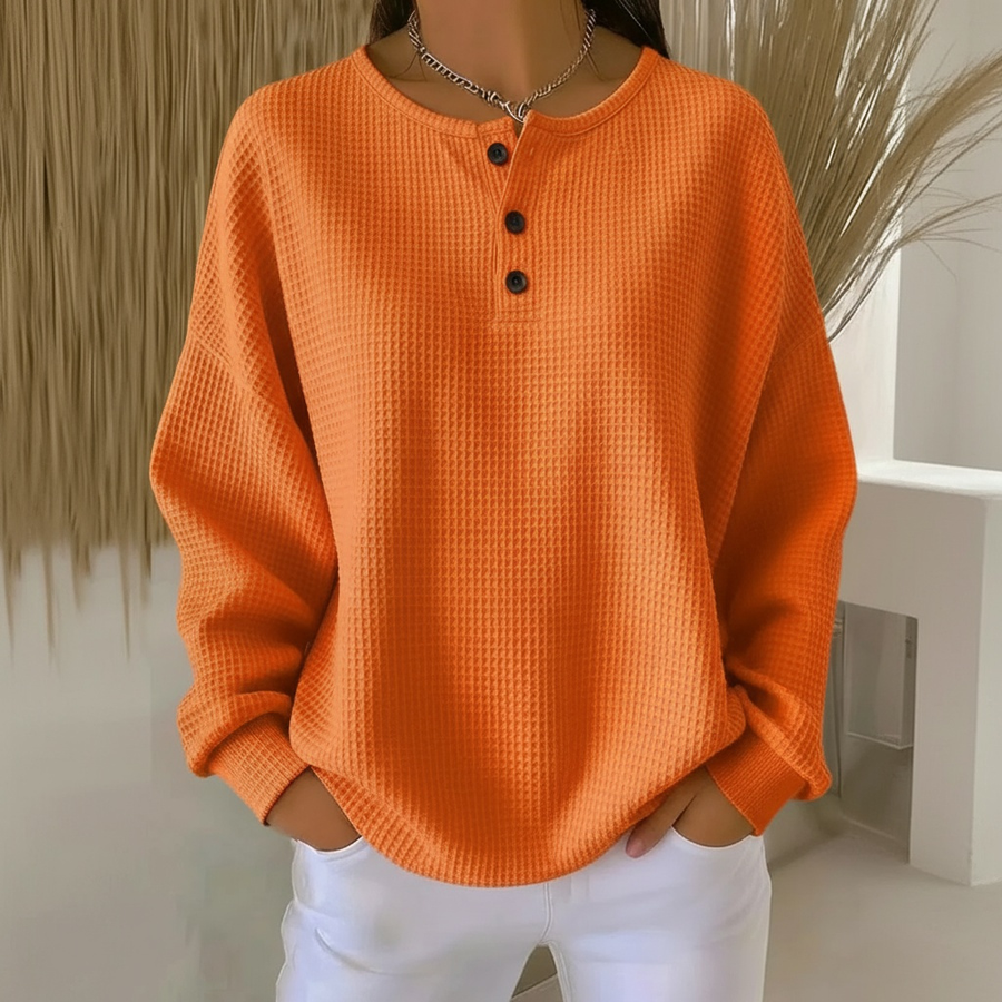 Women's Waffle Relaxed Fit Sweater Knitwear for Autumn Winter Layering Cosy Days and Everyday Wear