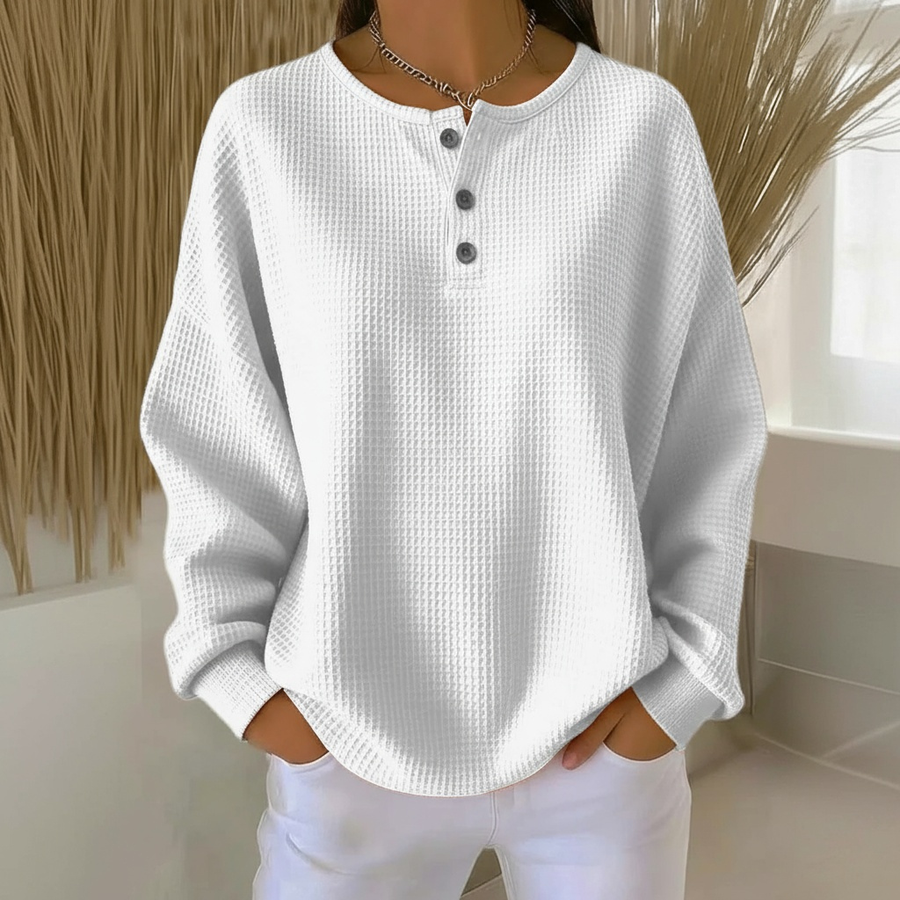 Women's Waffle Relaxed Fit Sweater Knitwear for Autumn Winter Layering Cosy Days and Everyday Wear