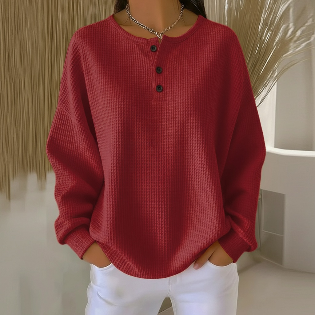 Women's Waffle Relaxed Fit Sweater Knitwear for Autumn Winter Layering Cosy Days and Everyday Wear