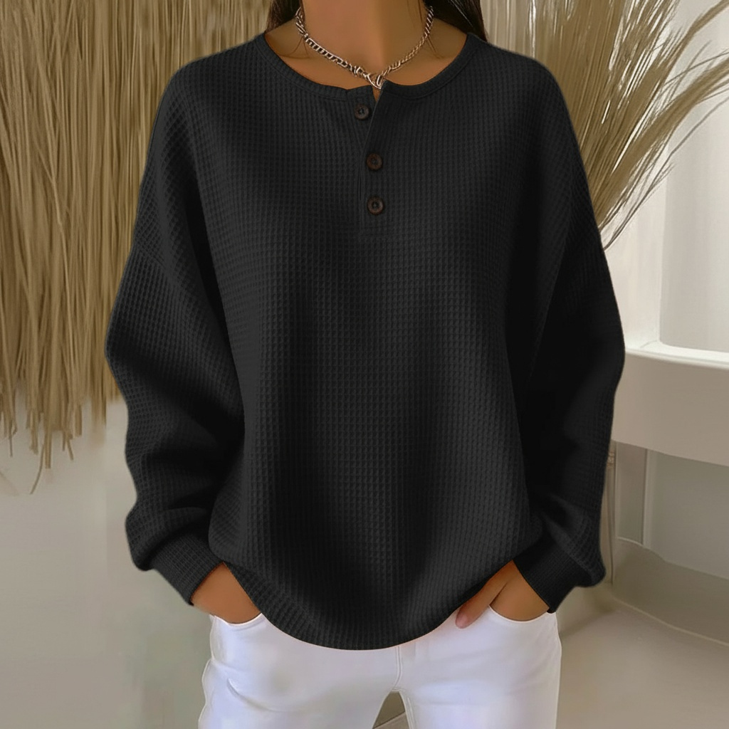Women's Waffle Relaxed Fit Sweater Knitwear for Autumn Winter Layering Cosy Days and Everyday Wear