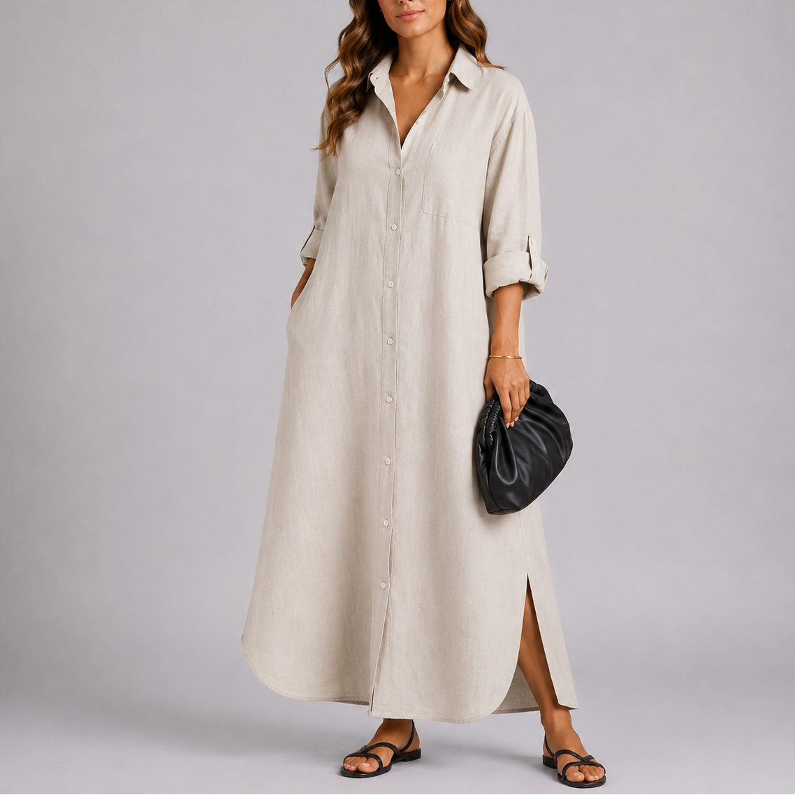 Women's Maxi Dress Relaxed Fit Sleeveless V-Neck Effortless Style Everyday