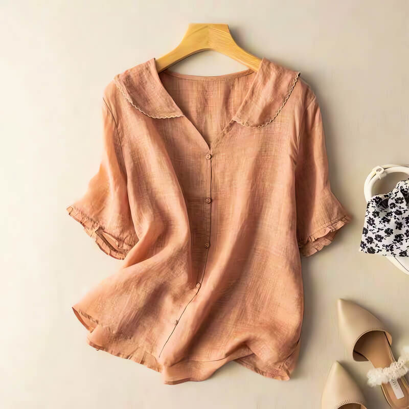 Women's Button-Up Collar Blouse Outfit for Work Brunch Casual Days and Everyday Wear