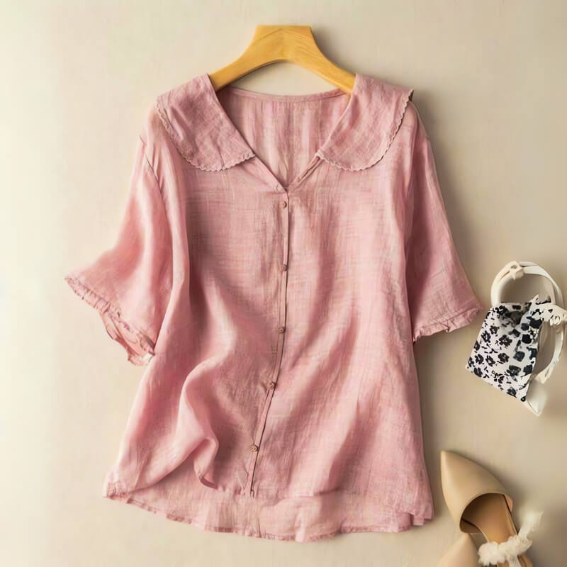 Women's Button-Up Collar Blouse Outfit for Work Brunch Casual Days and Everyday Wear