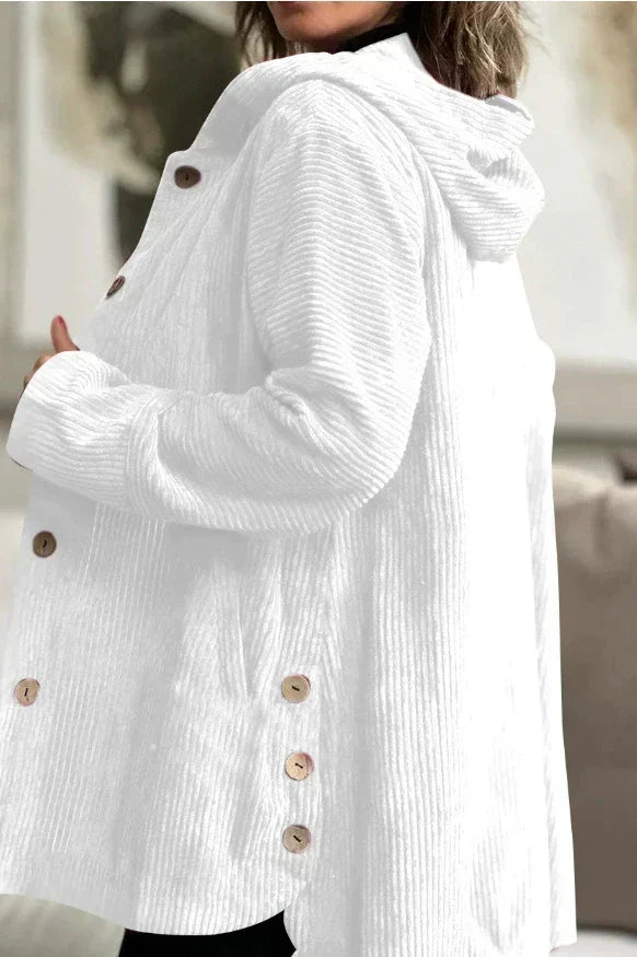 Women's Relaxed Fit Corduroy Jacket Classic Button Closure Casual Layering