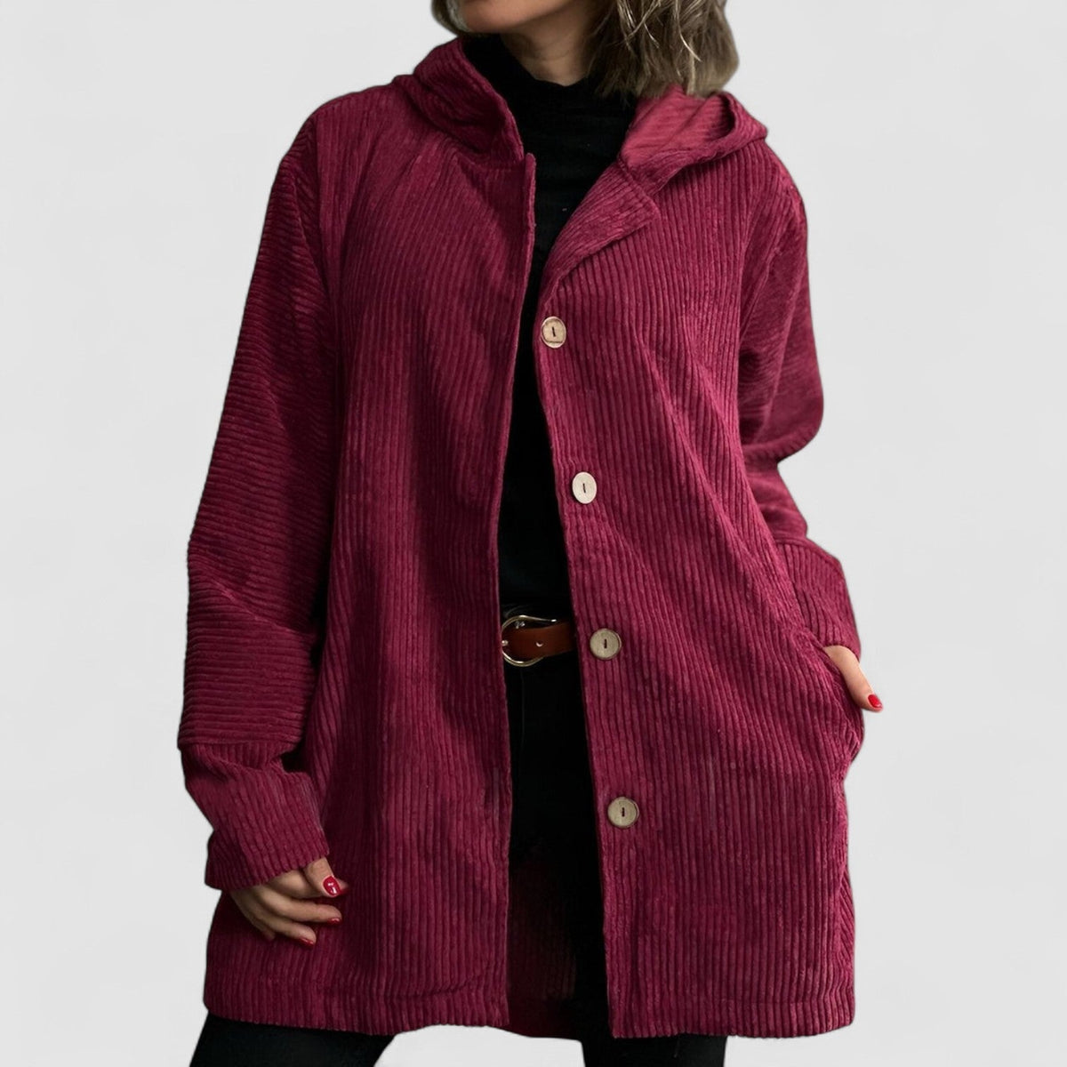 Women's Relaxed Fit Corduroy Jacket Classic Button Closure Casual Layering