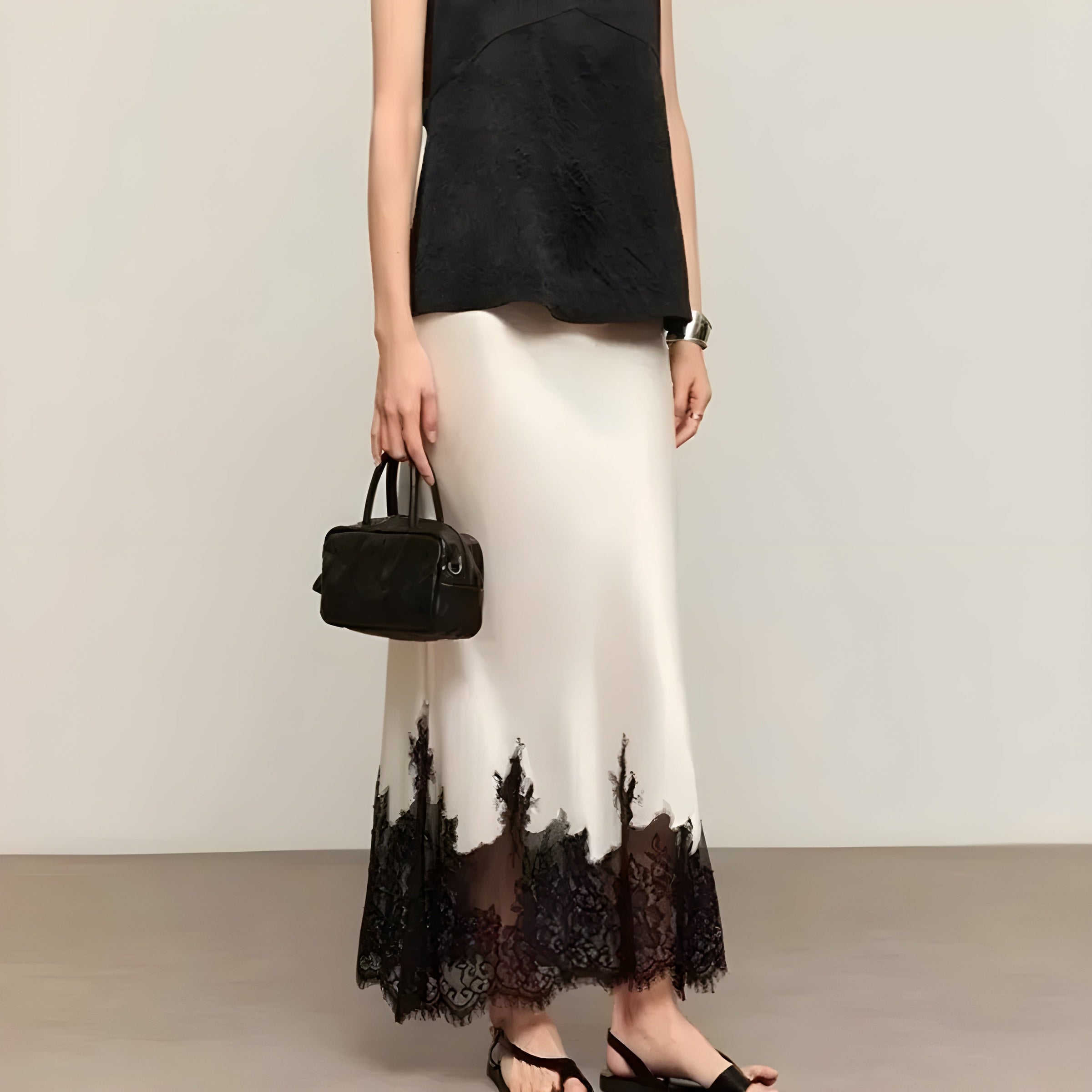 Women's Satin Flowing Skirt Outfit for Work Brunch Parties Holidays and Everyday Wear