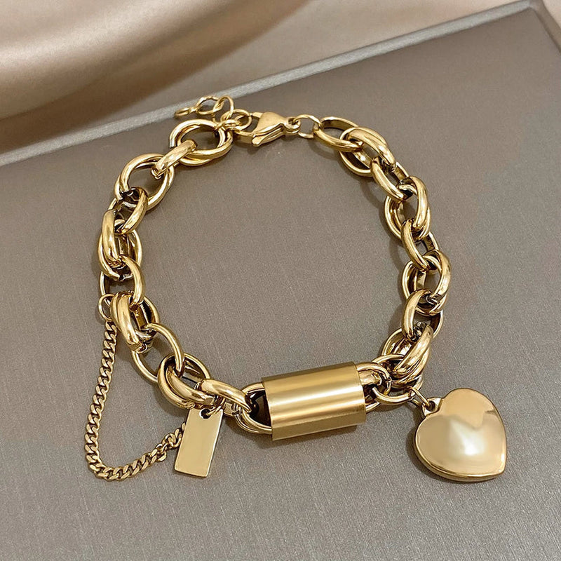 Women's Gold Chunky Bracelet Statement Jewellery Jewelry Gift for Women Weddings Parties Prom and Everyday Wear
