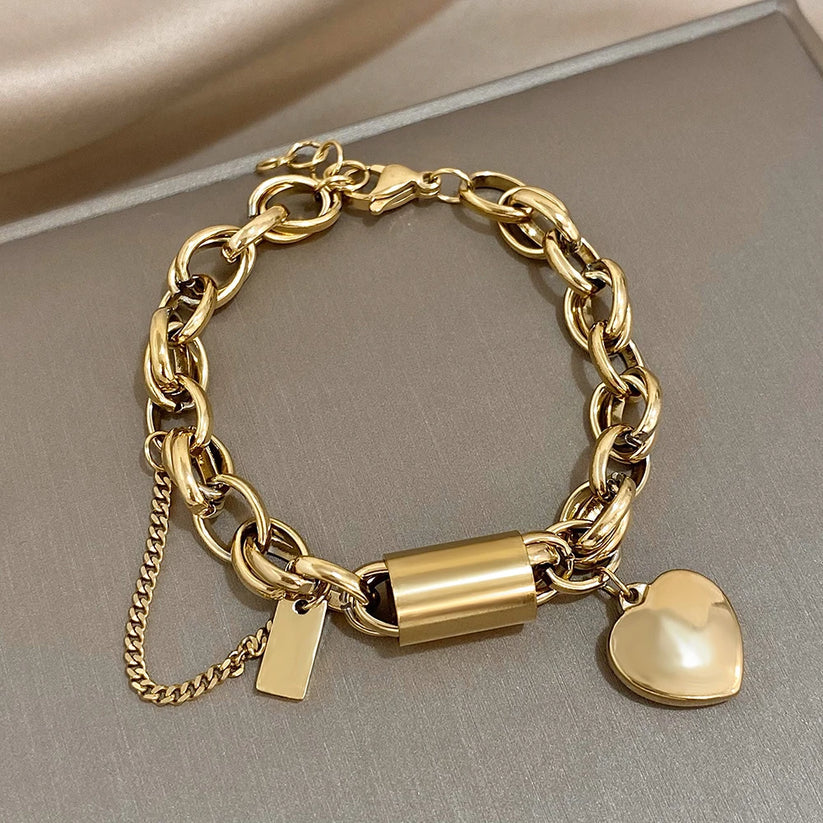 Women's Gold Chunky Bracelet Statement Jewellery Jewelry Gift for Women Weddings Parties Prom and Everyday Wear