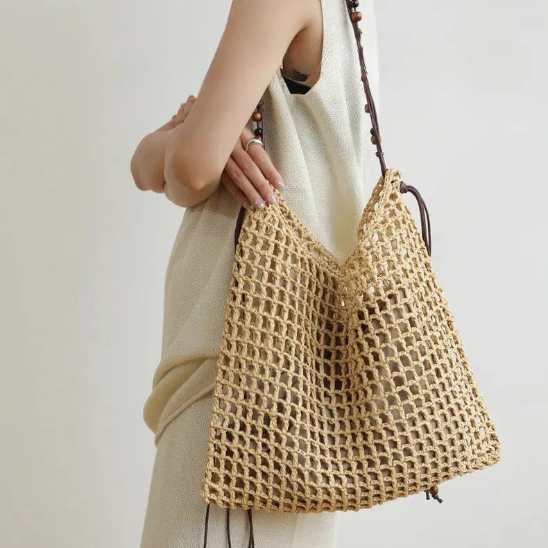 Women's Straw Beach Tote Purse Bag for Work Travel Holidays Shopping Commutes and Everyday Use