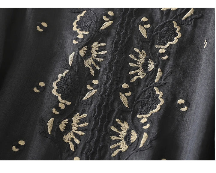 Women’s Elegant V-Neck Blouse | Embroidered