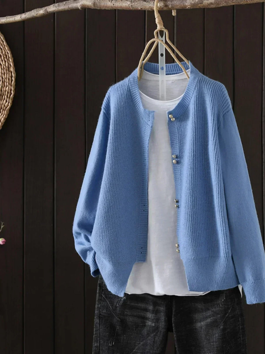 Women's Cardigan Round Neck Long Sleeve Relaxed Fit Casual Everyday