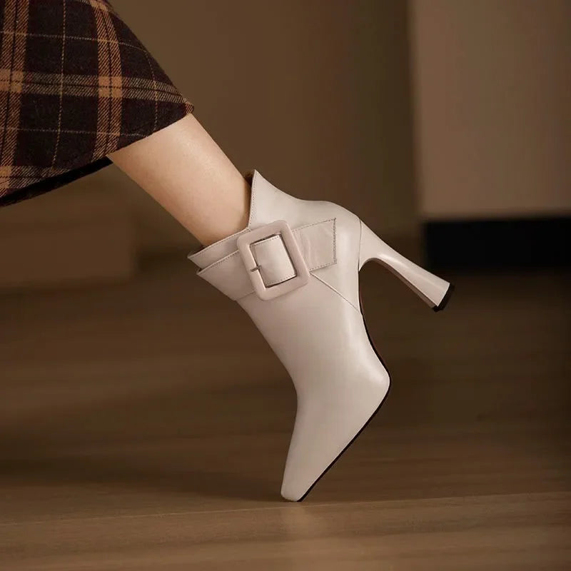 Women's Buckle Heel Boots Footwear for Summer Holidays Weddings Parties and Everyday Wear