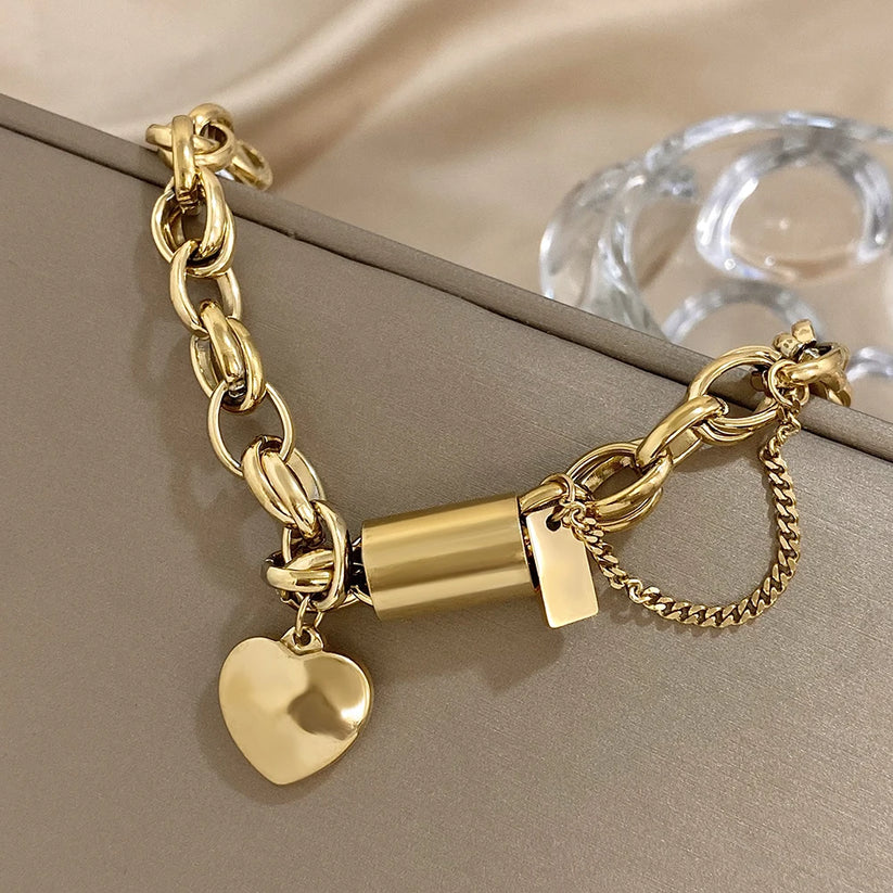 Women's Gold Chunky Bracelet Statement Jewellery Jewelry Gift for Women Weddings Parties Prom and Everyday Wear