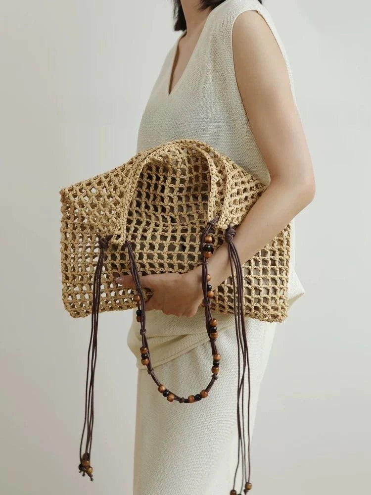 Women's Straw Beach Tote Purse Bag for Work Travel Holidays Shopping Commutes and Everyday Use