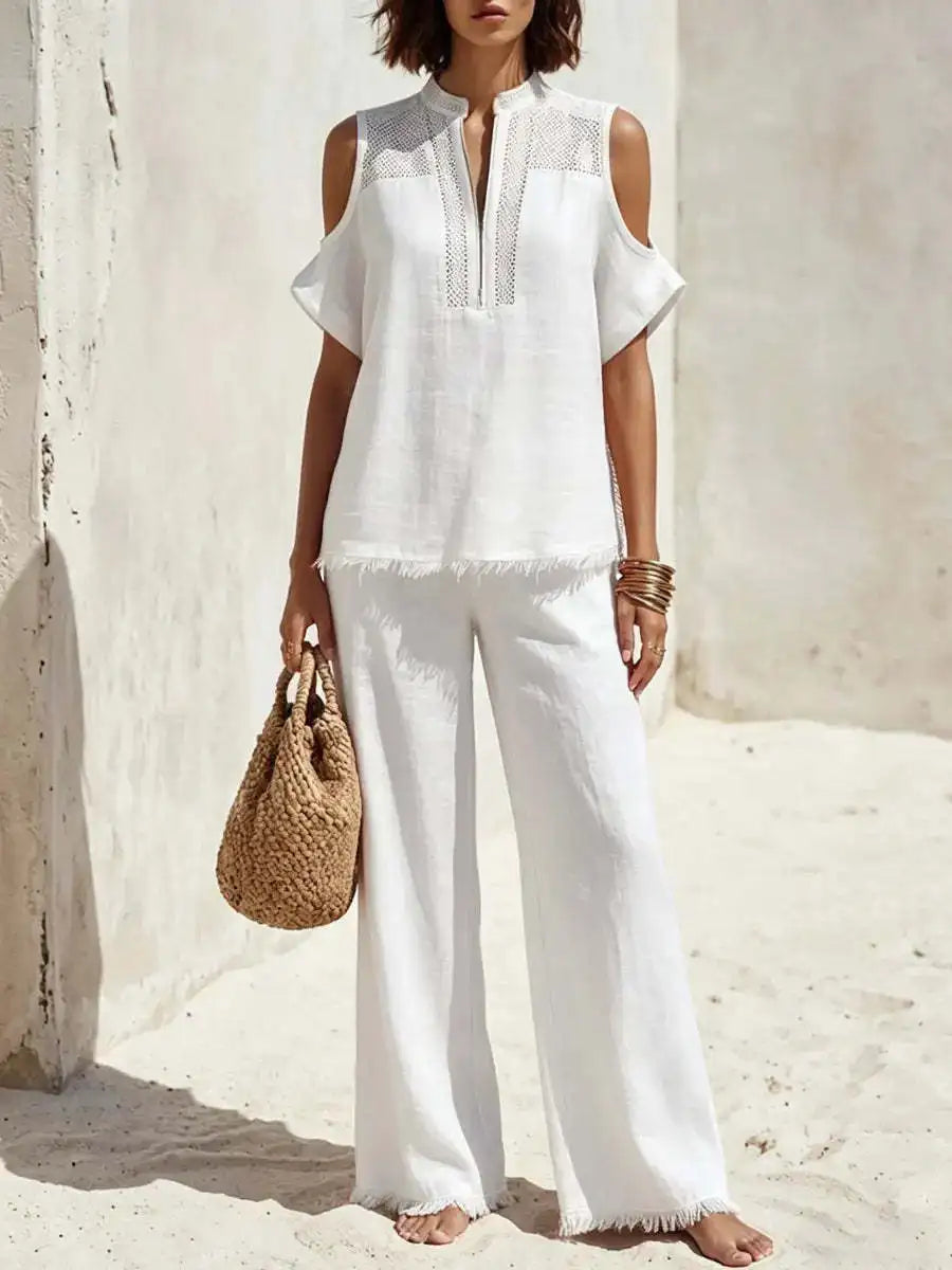 Women's Wide Leg Two-Piece Set Outfit for Weddings Parties Holidays Occasions and Everyday Wear
