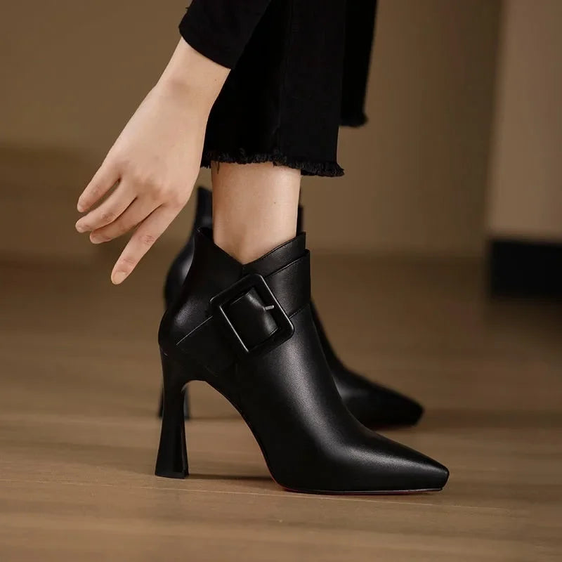 Women's Buckle Heel Boots Footwear for Summer Holidays Weddings Parties and Everyday Wear