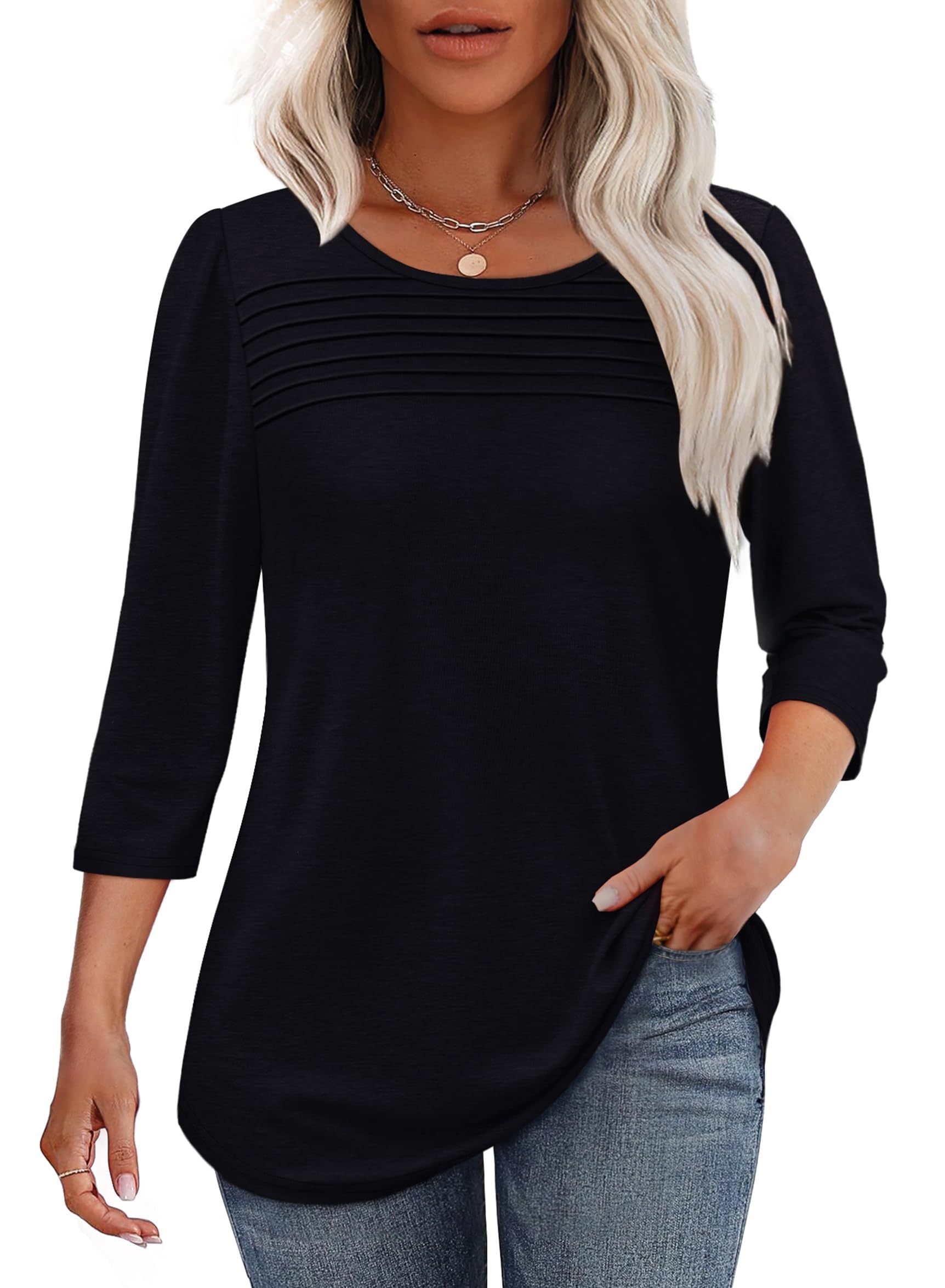 Women's Pleated Top Outfit for Work Brunch Casual Days and Everyday Wear
