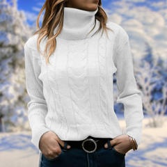 Women's Chic Cable Knit Turtleneck Sweater Long Sleeve Cozy Everyday Wear