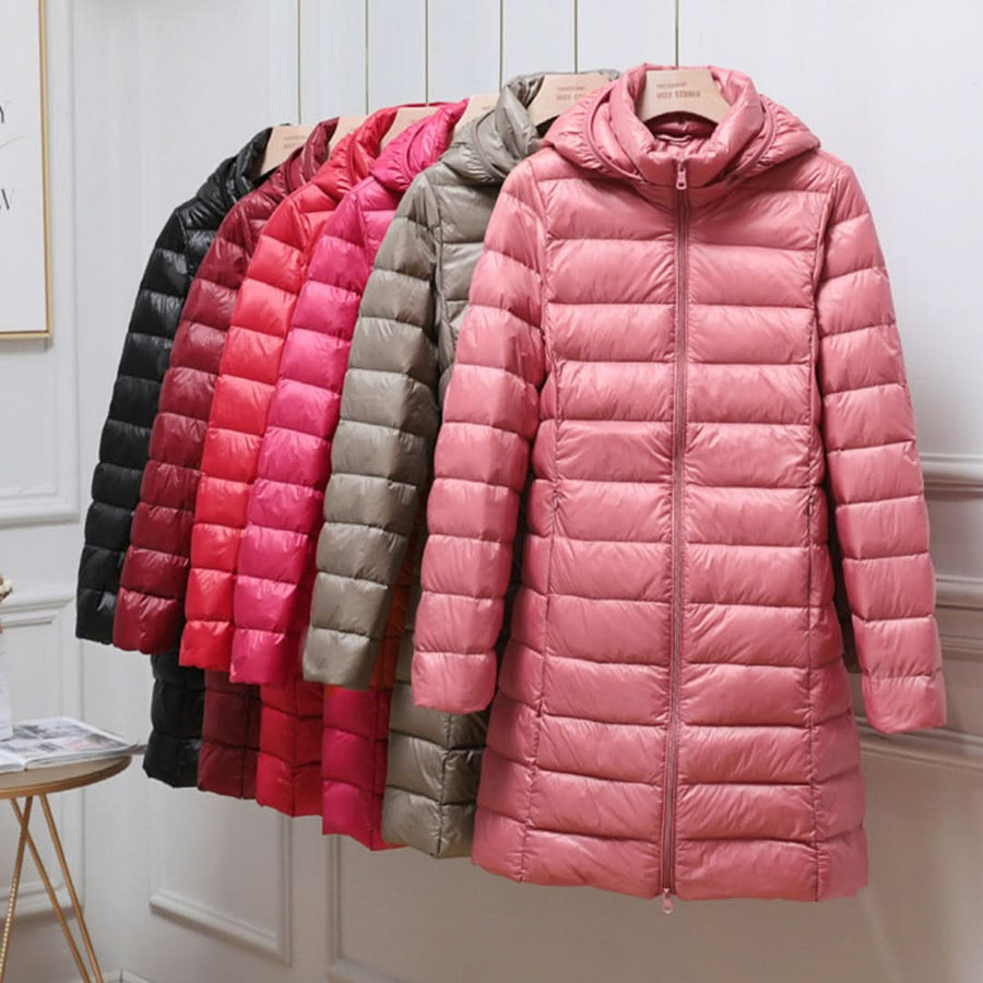 Women's Ultralight Down Jacket Full-Zip Hooded Lightweight Casual Outdoor