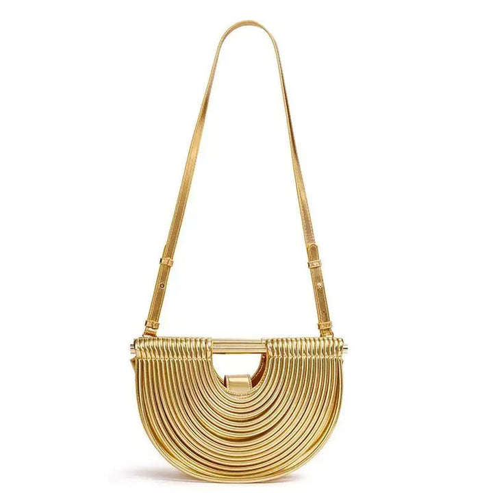 Women’s Metallic Woven Crescent Shoulder Bag | Stylish