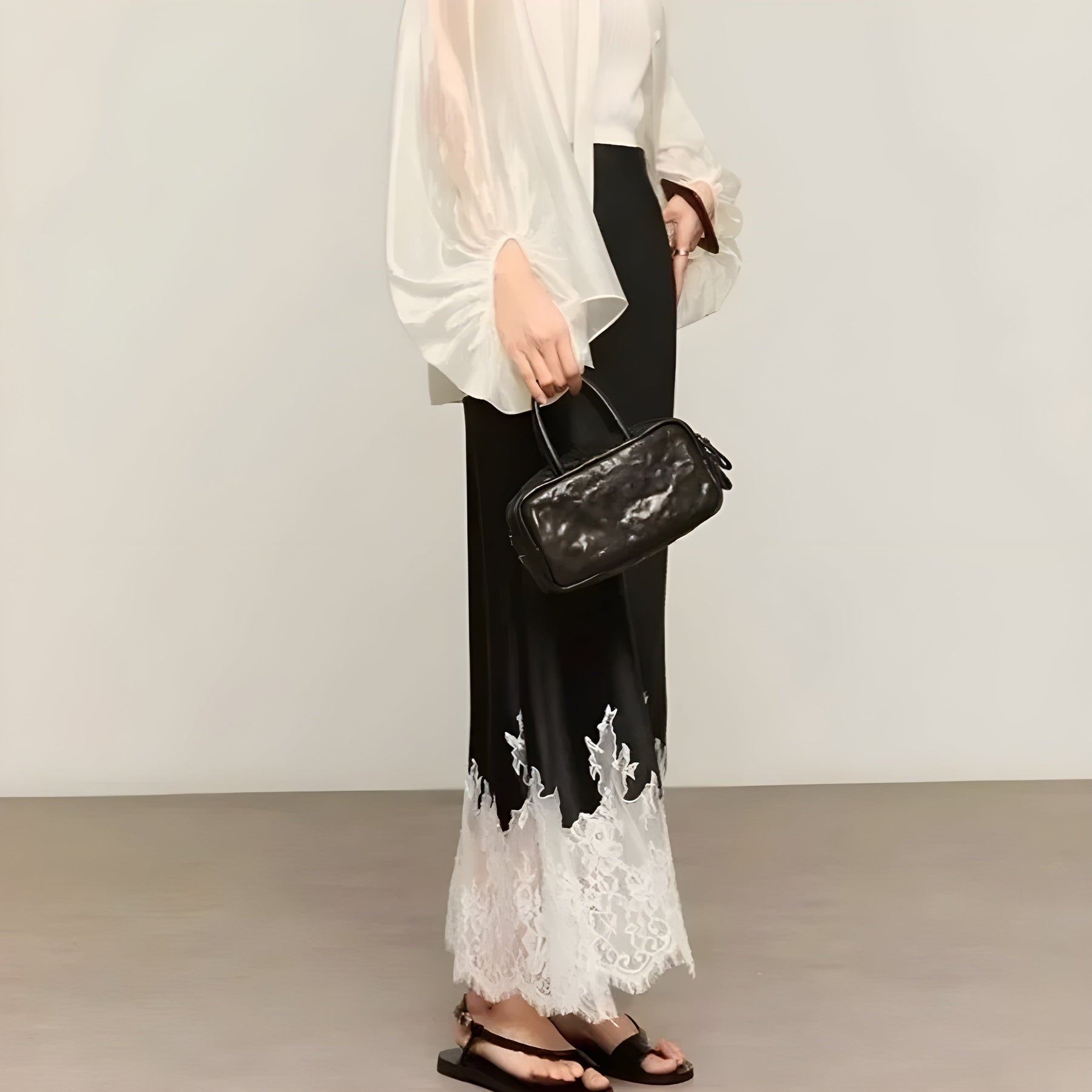 Women's Satin Flowing Skirt Outfit for Work Brunch Parties Holidays and Everyday Wear