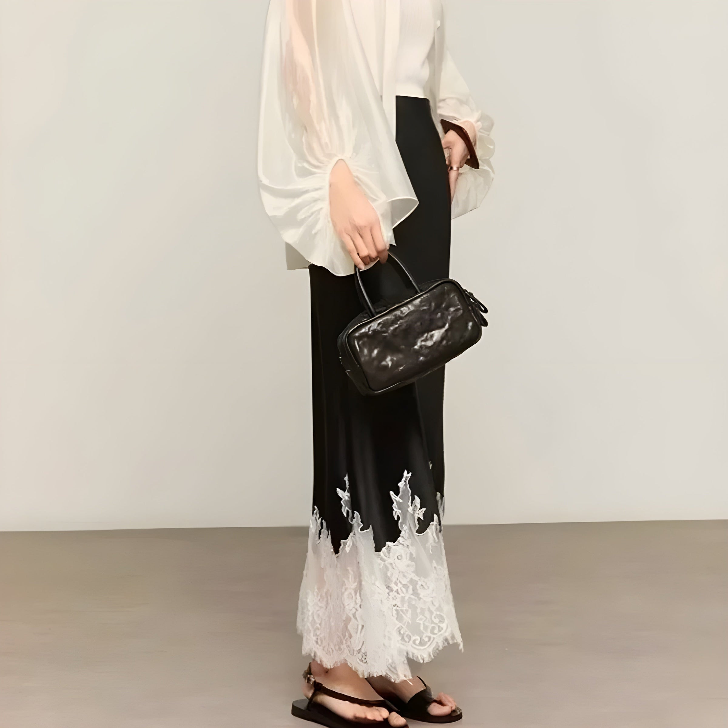 Women's Satin Flowing Skirt Outfit for Work Brunch Parties Holidays and Everyday Wear