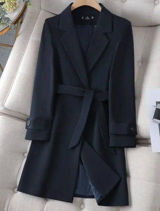 Women's Blazer Coat Tailored Fit Belted Button Cuff Detail Stylish Office