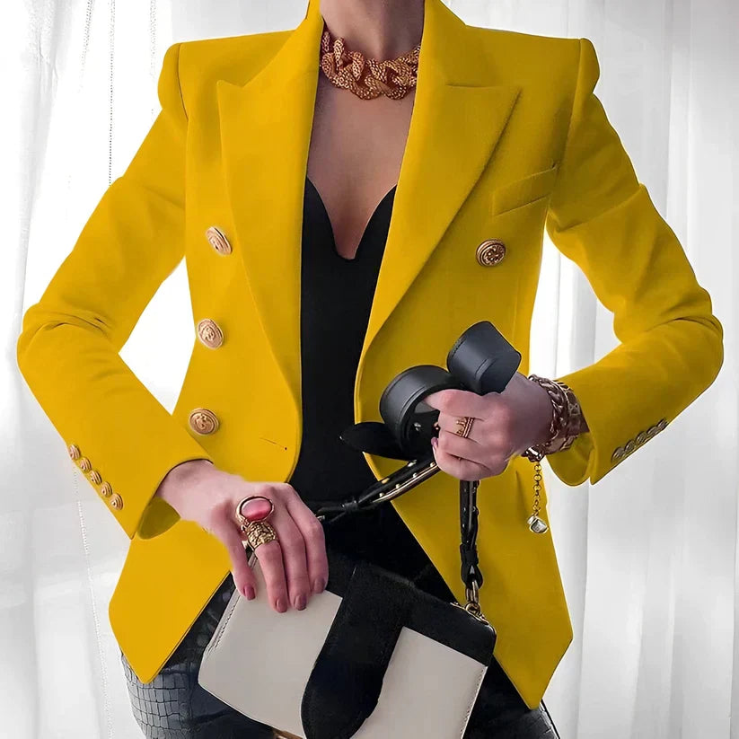 Women's Double-Breasted Blazer Layering Outerwear for Work Autumn Winter and Everyday Wear