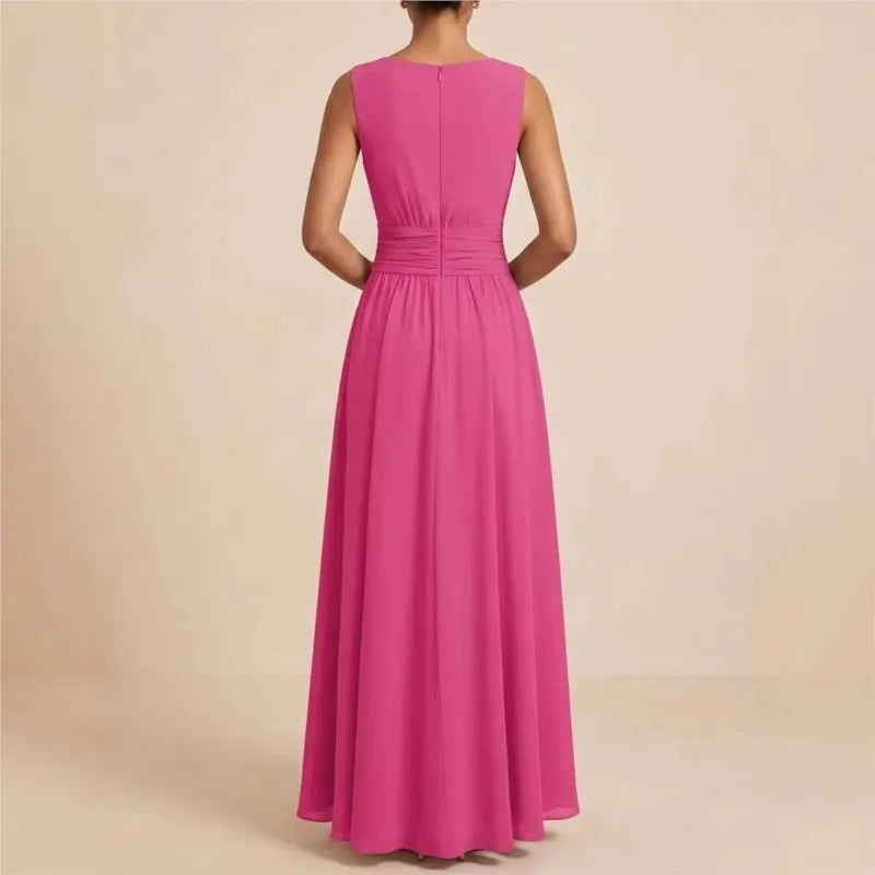 Women's Sleeveless Maxi Flowing Dress Outfit for Summer Holidays Weddings Parties and Everyday Wear