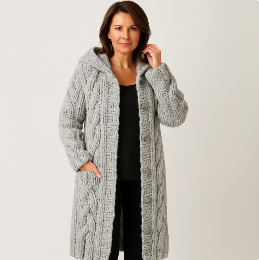 Women's Chunky Knit Cardigan Open Front Long Sleeve Relaxed Fit Layering