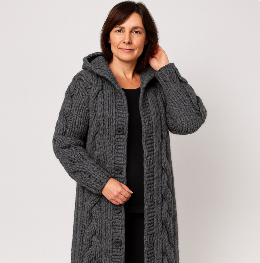 Women's Chunky Knit Cardigan Open Front Long Sleeve Relaxed Fit Layering