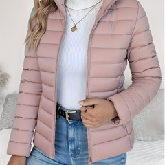 Women's Quilted Jacket Tailored Fit Long Sleeve Zip Closure Stylish Casual