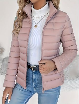 Women's Quilted Jacket Tailored Fit Long Sleeve Zip Closure Stylish Casual
