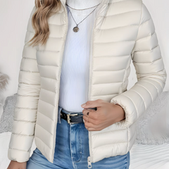 Women's Quilted Jacket Tailored Fit Long Sleeve Zip Closure Stylish Casual