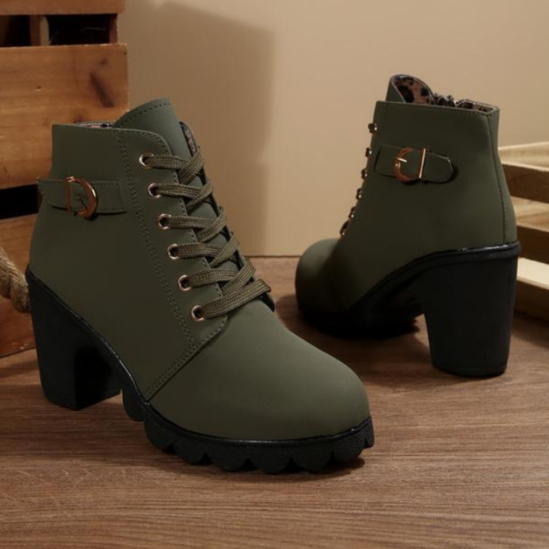 Women's Chunky Ankle Lace-Up Boots Footwear for Summer Holidays Weddings Parties and Everyday Wear