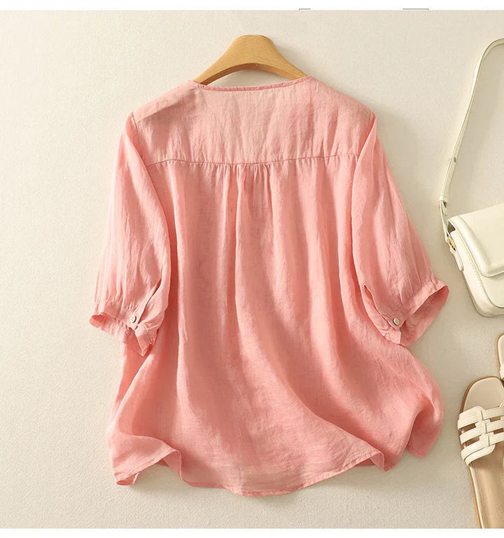 Women’s Elegant V-Neck Blouse | Embroidered