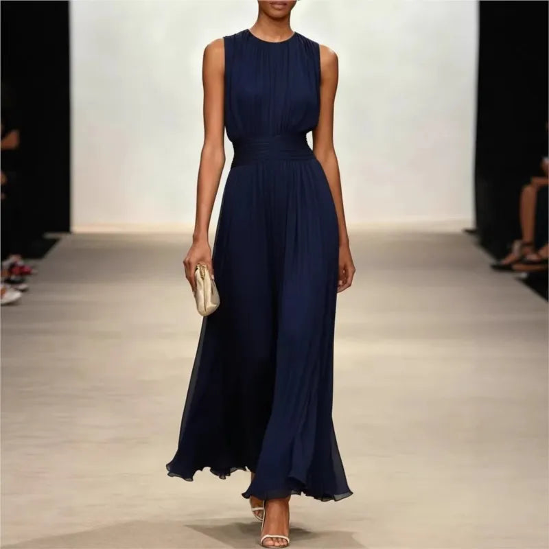 Women's Sleeveless Maxi Flowing Dress Outfit for Summer Holidays Weddings Parties and Everyday Wear